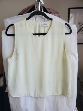 Babaton Aritzia Light Yellow Belfry Sleeveless Matte Satin Shell Blouse